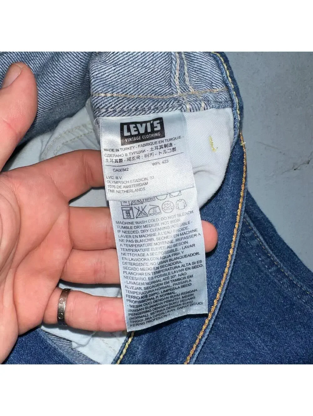 Levis 605 Vintage LVC Orange Tab Slim Blue Med Wash Y2K 36x34 Jeans Act 36x32